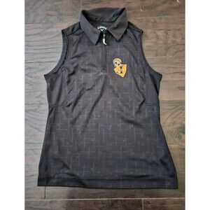Callaway Womens Size M Black Illinois Tech Sleeveless 1/4 Zip Golf Polo Shirt
